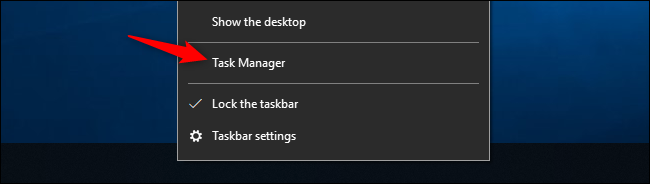 Option to launch Task Manager from Windows 10's taskbar